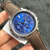 Michael Kors Sullivan Quartz Blue Dial Brown Leather Strap Watch For Men - MK8996