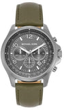 Michael Kors Pilot Chronograph Grey Dial Grey Leather Strap Watch for Men - MK9129