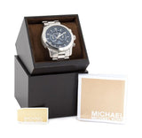 Michael Kors Stop Hunger Chronograph Blue Dial Silver Steel Strap Watch for Men - MK8314