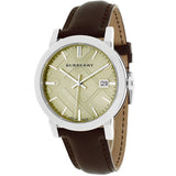 Burberry The City Gold Dial Brown Leather Strap Watch for Men - BU9011