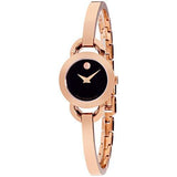 Movado Rondiro 22mm Black Dial Rose Gold Steel Strap Watch For Women - 0607065