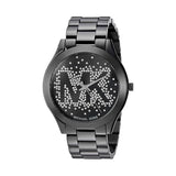 Michael Kors Slim Runway Black Dial Black Steel Strap Watch for Women - MK3589