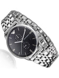 Emporio Armani Gianni Chronograph Black Dial Silver Steel Strap Watch For Men - AR80009