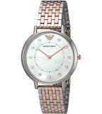 Emporio Armani Gianni T Bar Mother of Pearl Dial Two Tone Steel Strap Watch For Women - AR2508