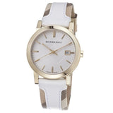 Burberry The City White Dial White Leather Strap Watch for Women - BU9015