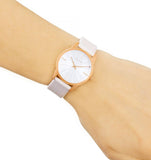 Calvin Klein City Silver Dial White Leather Strap Watch for Women - K2G236X6