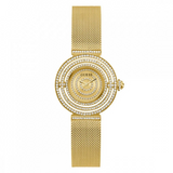 Guess Dream Quartz Gold Dial Gold Mesh Strap Watch For Women - GW0550L2