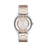 Marc Jacobs Tether Transparent White Dial Two Tone Steel Strap Watch for Women - MBM3436
