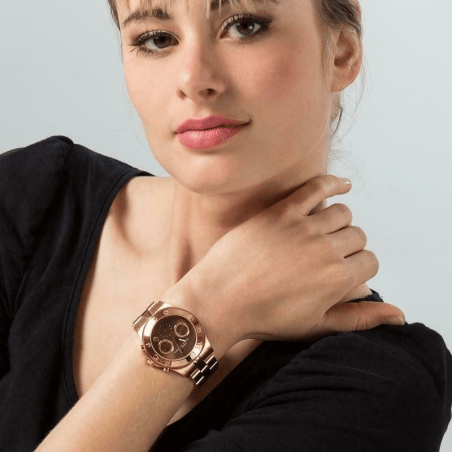 Marc Jacobs Blade Chronograph Brown Dial Rose Gold Steel Strap Watch for Women - MBM3308