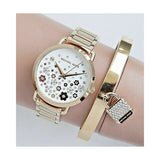 Michael Kors Portia Quartz White Dial Gold Steel Strap Watch for Women - MK3840