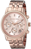 Michael Kors Ritz Chronograph Rose Gold Dial Rose Gold Steel Strap Watch for Women - MK6077