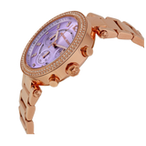 Michael Kors Parker Purple Dial Rose Gold Steel Strap Watch for Women - MK6169