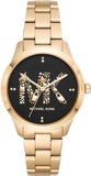 Michael Kors Runway Quartz Black Dial Gold Steel Strap Watch For Women - MK6682