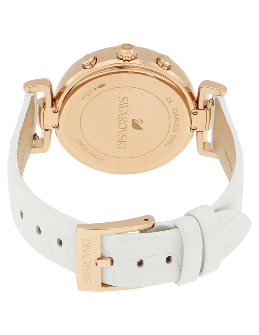 Swarovski Era Journey Silver Dial White Leather Strap Watch for Women - 5295369