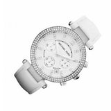 Michael Kors Parker White Dial White Leather Strap Watch for Women - MK2277