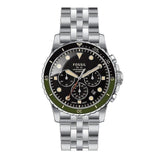 Fossil FB-01 Chronograph Black Dial Silver Steel Strap Watch for Men - FS5864