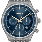 Hugo Boss Gregor Chronograph Blue Dial Grey Steel Strap Watch For Men - 1514083