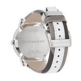 Burberry The City Silver Dial White Leather Strap Watch for Women - BU9019