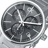 Calvin Klein Post Minimal Chronograph Black Dial Silver Steel Strap Watch for Men - K7627161