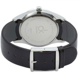 Calvin Klein Post Minimal Silver Dial Black Leather Strap Watch for Men - K7621192