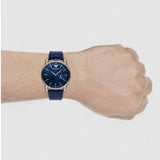 Emporio Armani Aviator Quartz Blue Dial Blue Leather Strap Watch For Men - AR11335