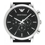 Emporio Armani Dress Analog Black Dial Black Leather Strap Watch For Men - AR8029