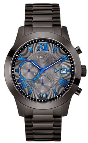 Guess Atlas Quartz Grey Dial Grey Steel Strap Watch For Men - W0668G2