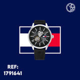 Tommy Hilfiger Spencer Skeleton Black Dial Black Leather Strap Watch for Men - 1791641