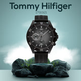 Tommy Hilfiger Larson Chronograph Black Dial Black Rubber Strap Watch For Men - 1791921