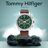 Tommy Hilfiger Lars Chronograph Green Dial Brown Leather Strap Watch For Men - 1792064