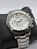 Hugo Boss Ikon Chronograph White Dial Silver Steel Strap Watch for Men - 1512962