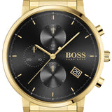 Hugo Boss Integrity Chronograph Grey Dial Gold Steel Strap Watch for Men - 1513781