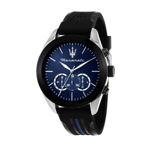 Maserati Traguardo Chronograph Blue Dial Black Silicone Strap Watch For Men - R8871612044