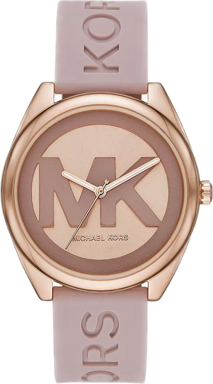 Michael Kors Janelle Three Hand Rose Gold Dial Pink Rubber Strap Watch For Women - MK7139