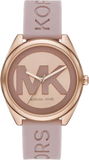 Michael Kors Janelle Three Hand Rose Gold Dial Pink Rubber Strap Watch For Women - MK7139