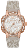 Michael Kors Sidney Chronograph White Dial Beige Leather Strap Watch For Women - MK6949