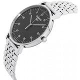 Tissot Everytime Large Black Dial Silver Mesh Bracelet Watch For Men - T109.610.11.077.00