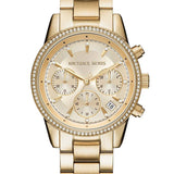 Michael Kors Ritz Gold Dial Gold Steel Strap Watch for Women - MK6356