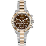 Hugo Boss Novia Brown Dial Two Tone Steel Strap Watch for Women - 1502617