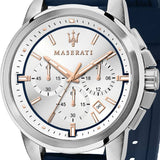 Maserati Successo Chronograph White Dial Blue Rubber Strap Watch For Men - R8871621013