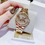 Michael Kors Lennox Three Hand Rose Gold Dial Rose Gold Steel Strap Watch For Women - MK7230