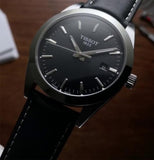 Tissot Gentleman Black Dial Black Leather Strap Watch For Men - T127.410.16.051.00