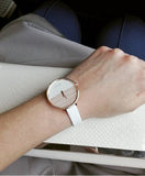 Calvin Klein Rise White Dial White Leather Strap Watch for Women - K7A236LH