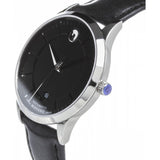 Movado 1881 Automatic Black Dial Black Leather Strap Watch for Men - 606873