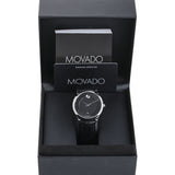 Movado 1881 Automatic Black Dial Black Leather Strap Watch for Men - 606873