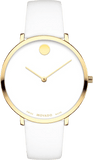 Movado 70th Anniversary Limited Edition White Dial White Leather Strap Watch For Women - 0607138