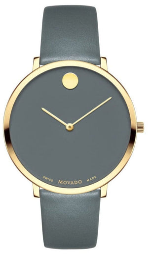 Movado 70th Anniversary Special Edition Grey Dial Grey Leather Strap Watch For Women - 0607140
