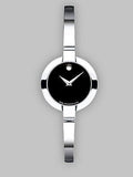 Movado Bela Black Dial Silver Steel Strap Watch For Women - 0606595