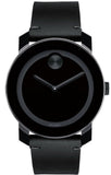 Movado Bold Black Dial Black Leather Strap Watch For Men - 3600306