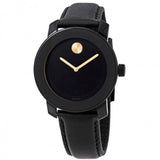 Movado Bold Black Dial Black Leather Strap Watch for Women - 3600527